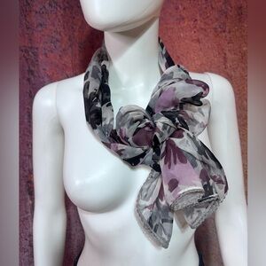 NWOT Coldwater Creek Elegant Plum, Lavender Floral Sheer Scarf